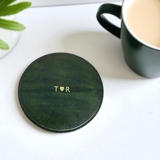 Handmade Leather Coaster – Premium UK Leather | Customisable & Durable