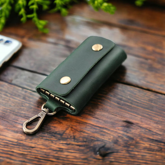 Handmade Leather Key Case – 6 Key Hooks, Personalised Gift
