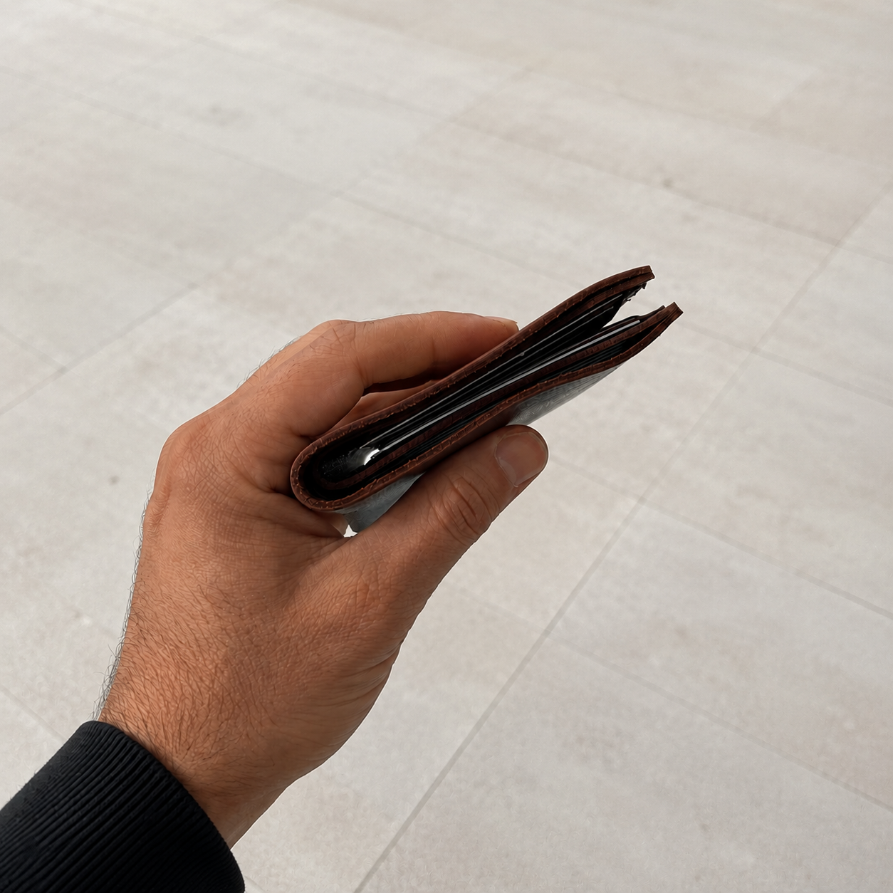 Full grain Crazy Horse leather wallet in dark brown