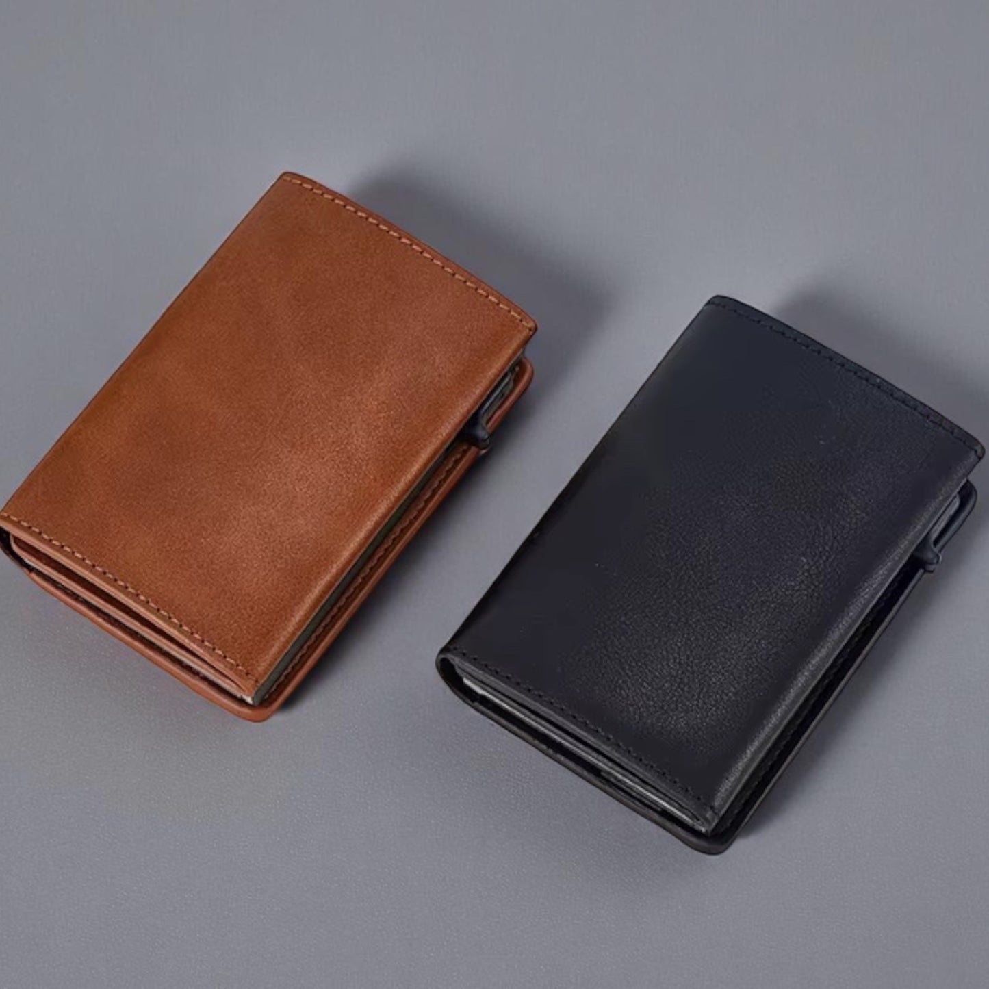 RFID Blocking Leather Pop-Up Card Holder – Slim Wallet with Coin Pocket, ID Window & Personalisation
