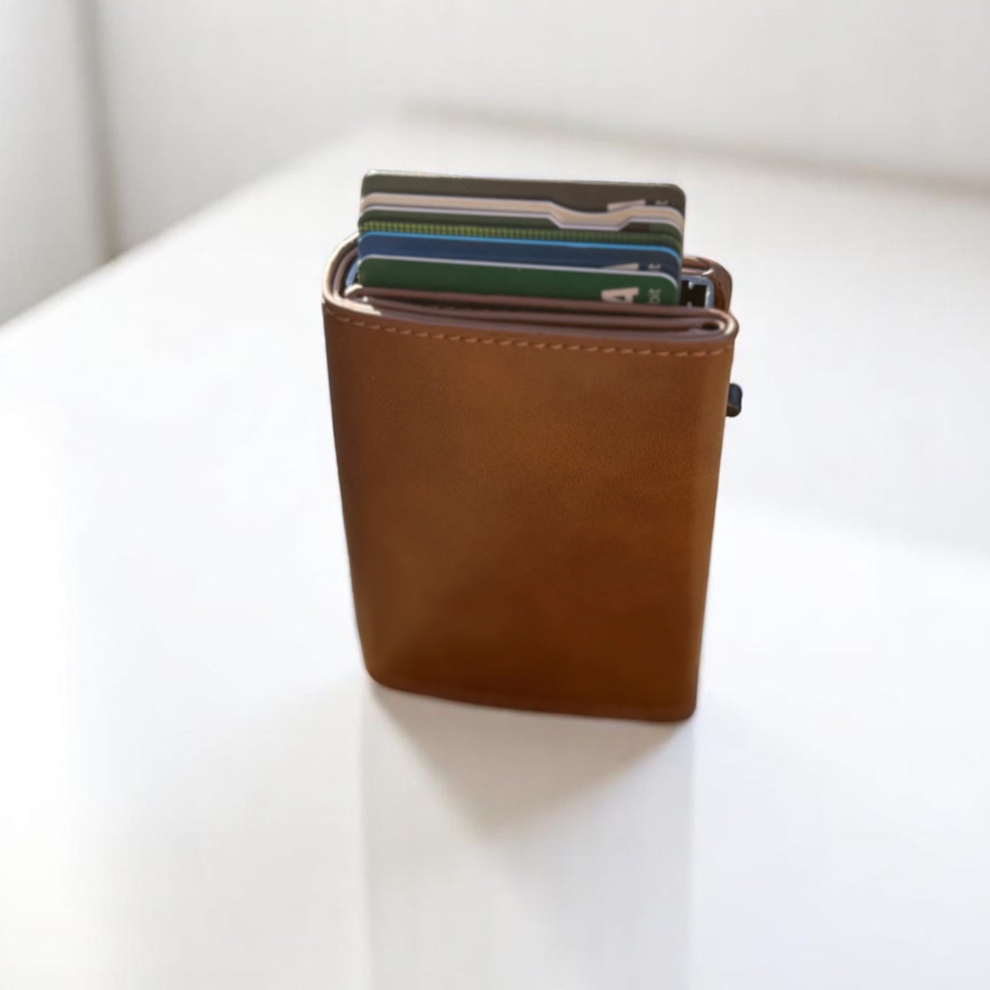 RFID Blocking Leather Pop-Up Card Holder – Slim Wallet with Coin Pocket, ID Window & Personalisation