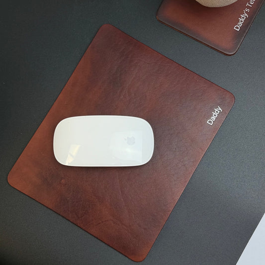 Personalised Leather Mouse Mat – Handmade Desk Pad – Azzo Handmade Design – Custom Office Gift