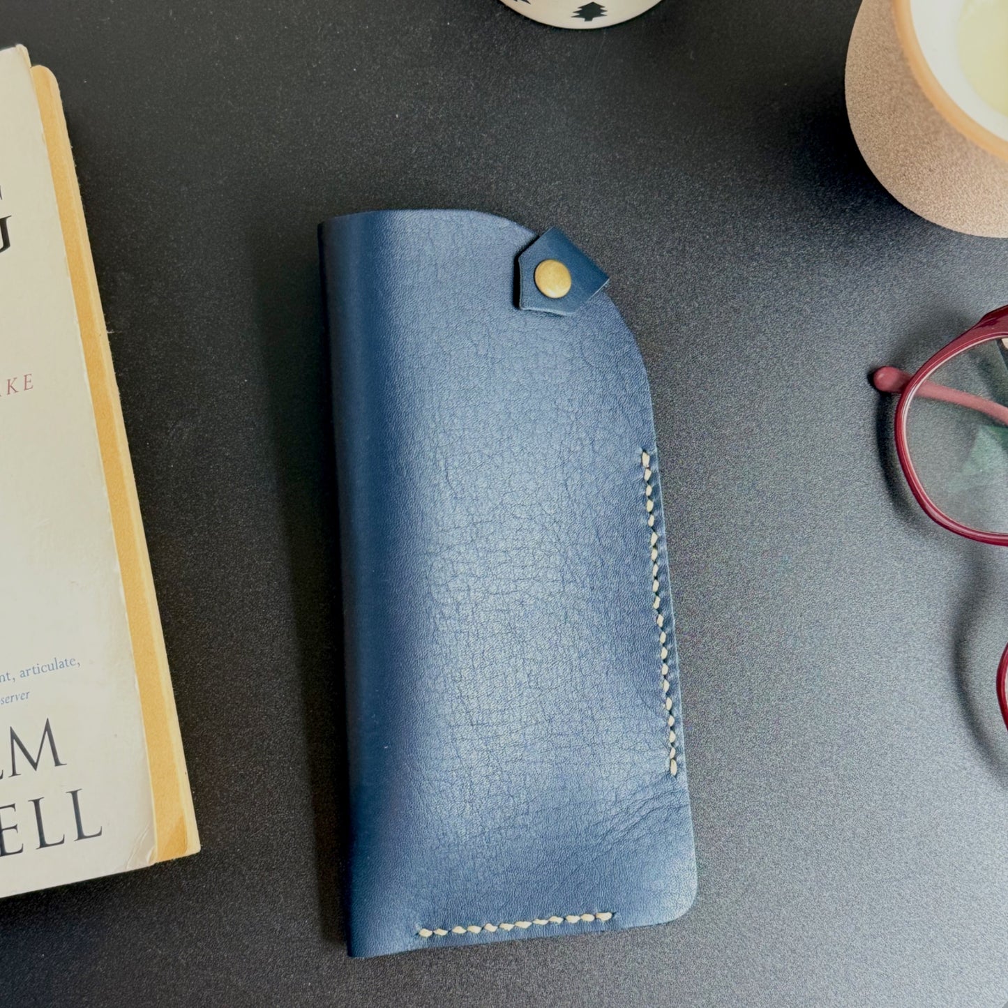 Hand-Stitched Leather Sunglasses Sleeve – Premium Soft Leather Glasses Case by Azzo Handmade, Made in Stamford UK