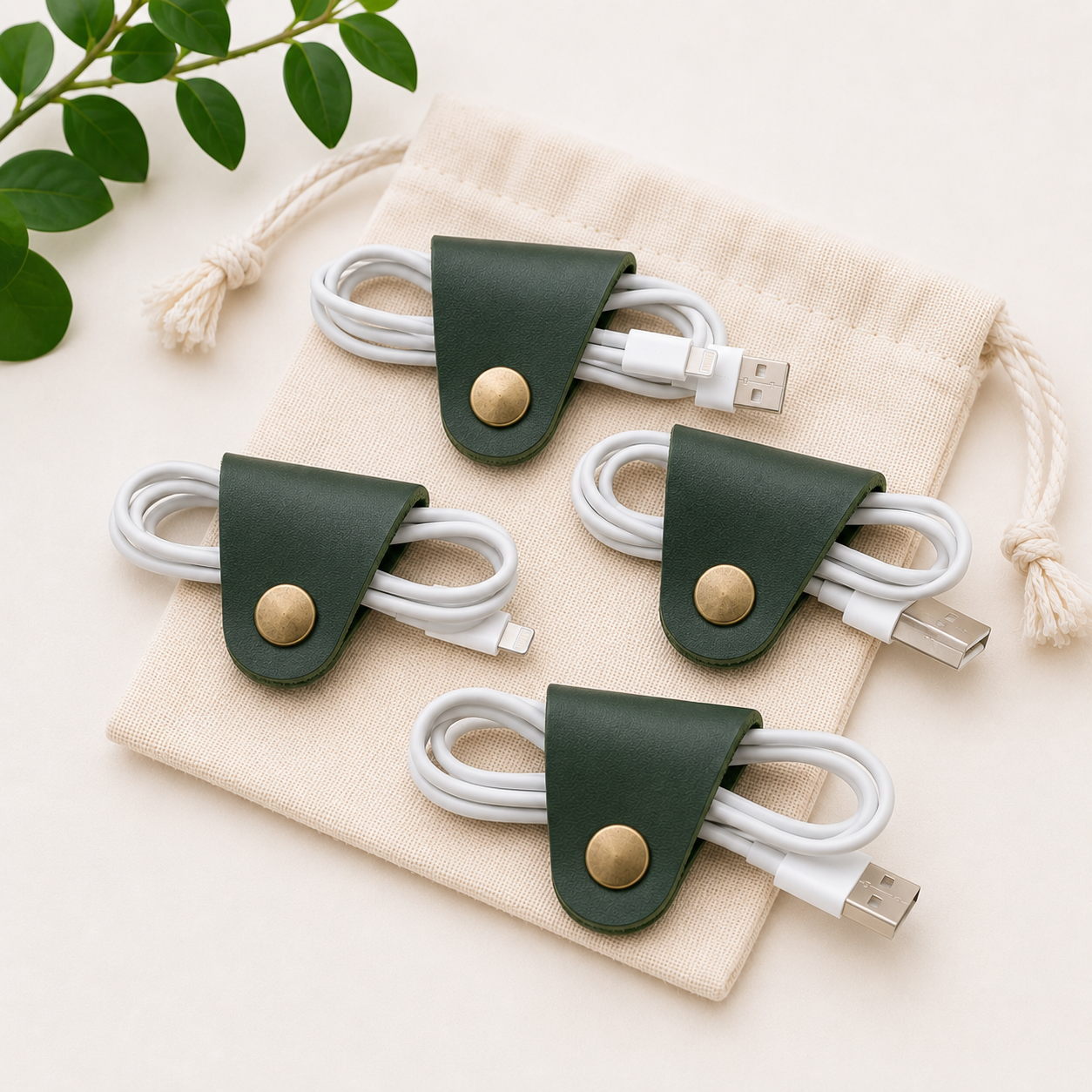 Personalised Handmade Leather Small Cable Tie – Stylish Durable Cable Organiser Gift