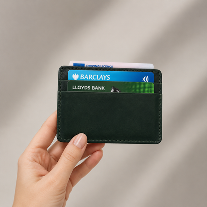 Personalised Slim Leather Card Holder – Father's Day Gift for Him & Her, Leather Anniversary