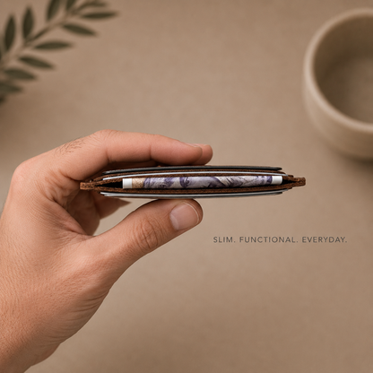 Personalised Slim Leather Card Holder – Father's Day Gift for Him & Her, Leather Anniversary