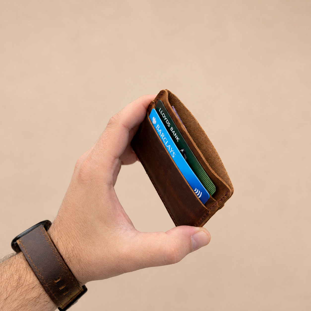 Personalised Slim Leather Card Holder – Father's Day Gift for Him & Her, Leather Anniversary