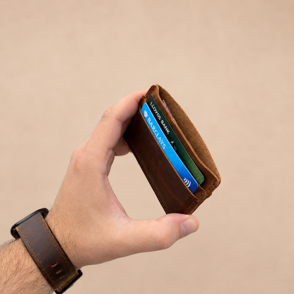 Personalised Slim Leather Card Holder – Father's Day Gift for Him & Her, Leather Anniversary