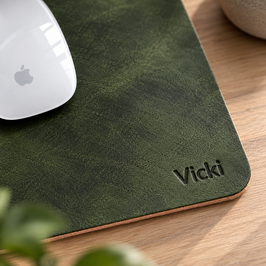 Personalised Leather Mouse Mat – 18 × 22 cm