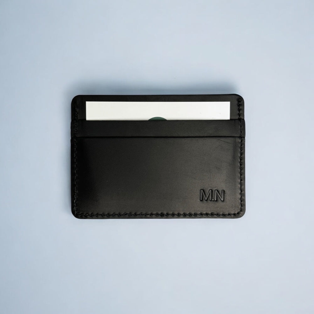 Black leather slim card holder