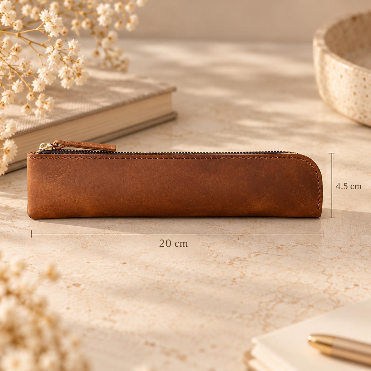 Personalised Leather Pencil Case – Handmade Leather Pen Pouch