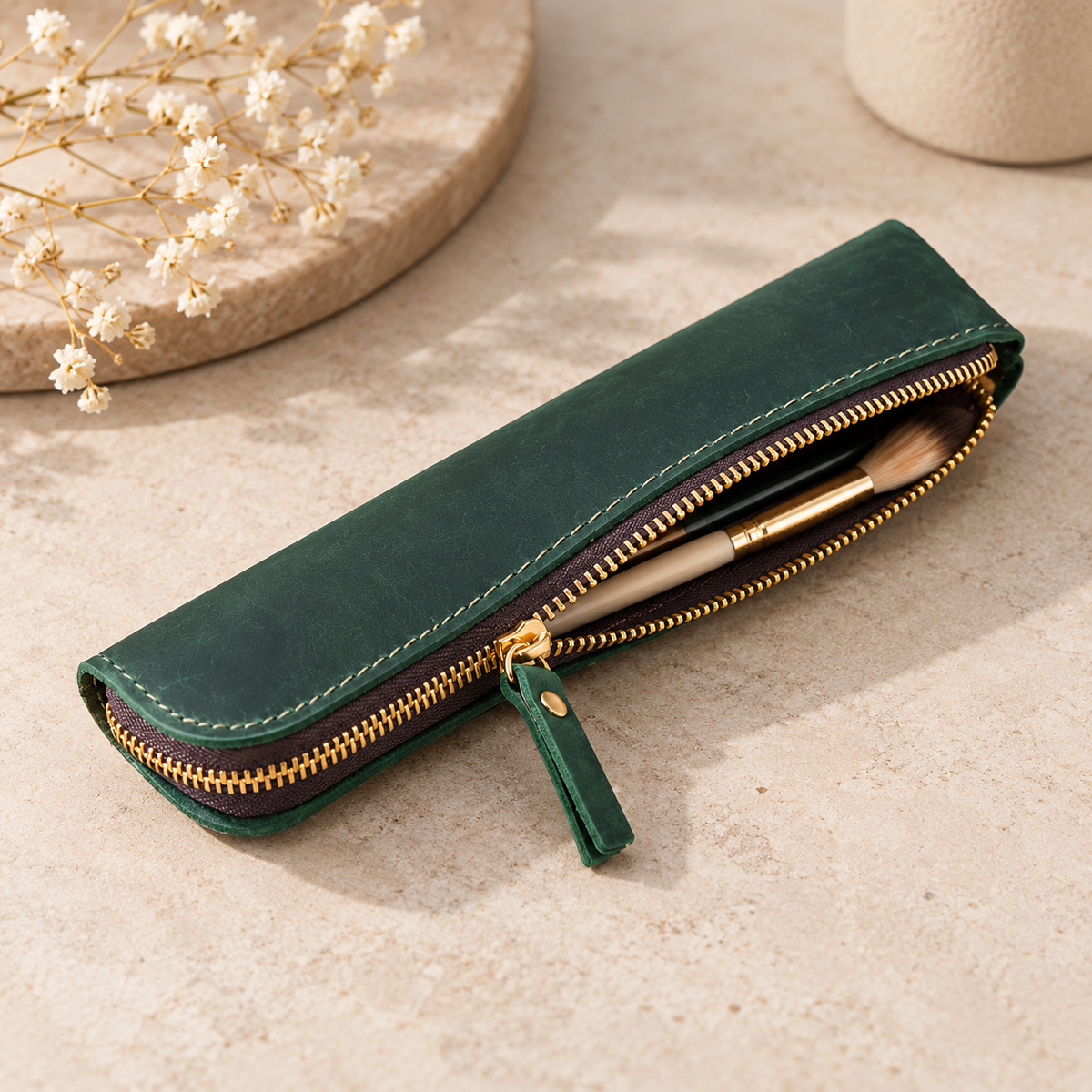 Personalised Leather Pencil Case – Handmade Leather Pen Pouch