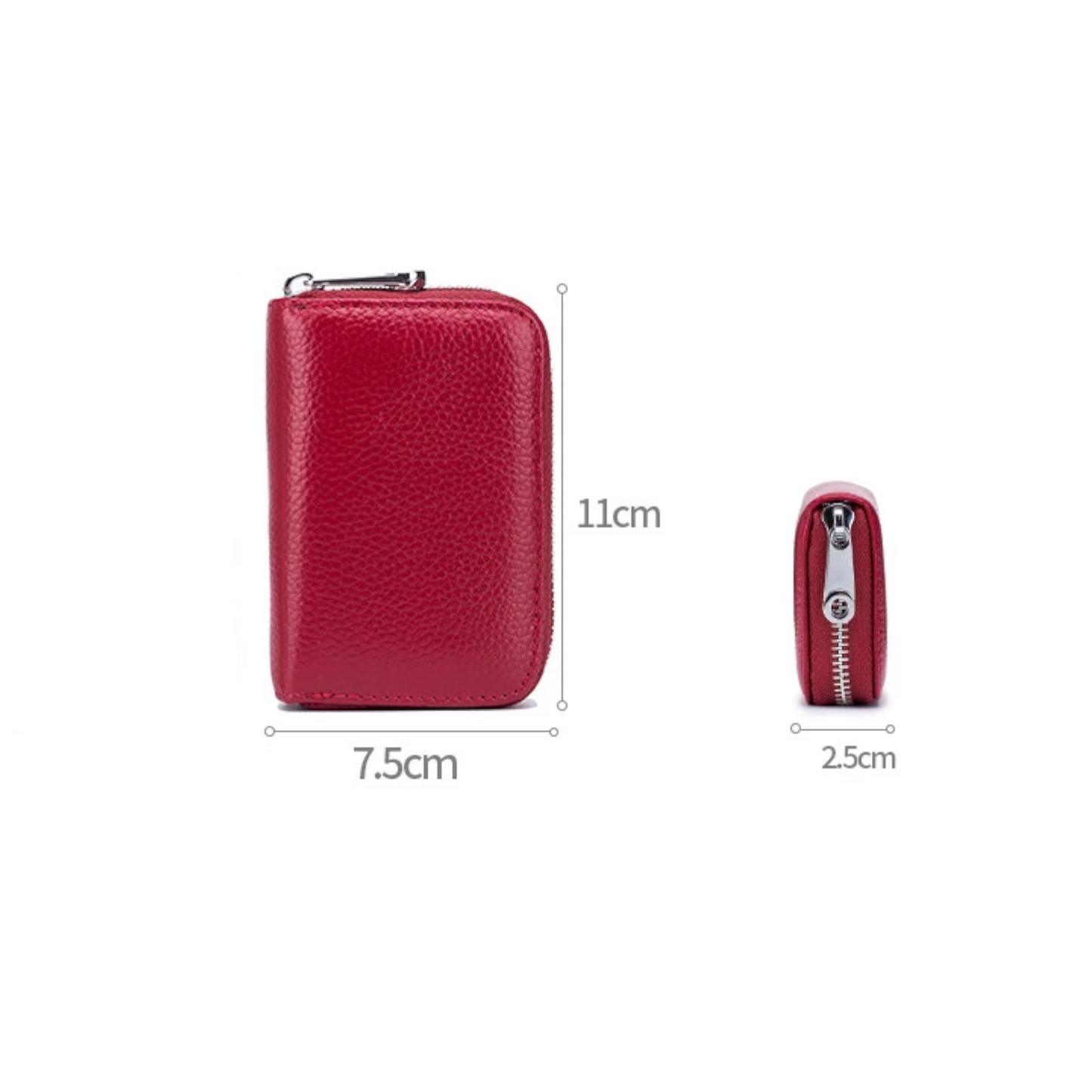 RFID Leather Card Holder with Zipper – Personalised Full Grain Leather Wallet – Mother’s Day & Anniversary Gift UK