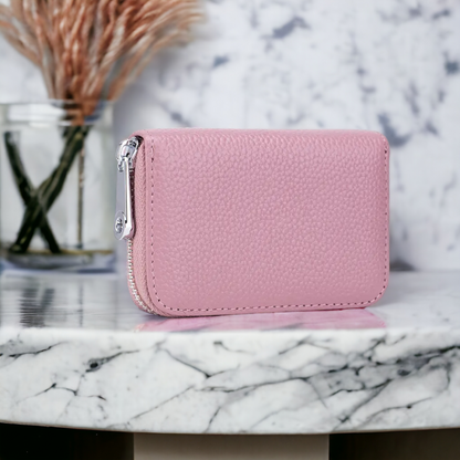 RFID Leather Card Holder with Zipper – Personalised Full Grain Leather Wallet – Mother’s Day & Anniversary Gift UK