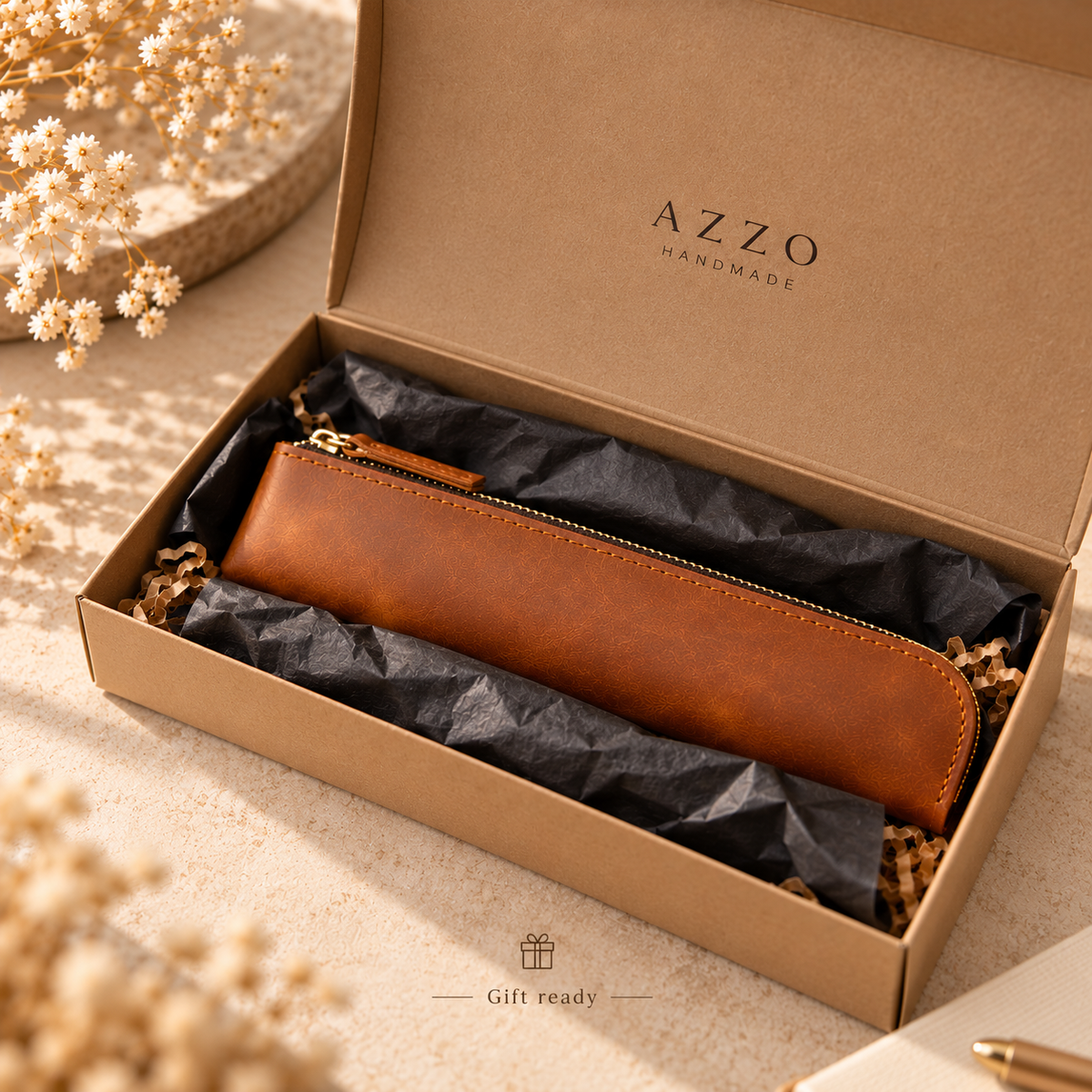 Personalised Leather Pencil Case – Handmade Leather Pen Pouch
