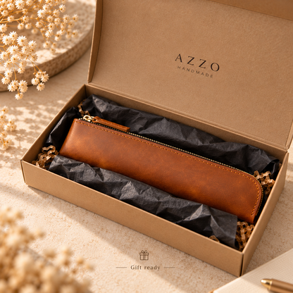 Personalised Leather Pencil Case – Handmade Leather Pen Pouch