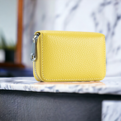 RFID Leather Card Holder with Zipper – Personalised Full Grain Leather Wallet – Mother’s Day & Anniversary Gift UK