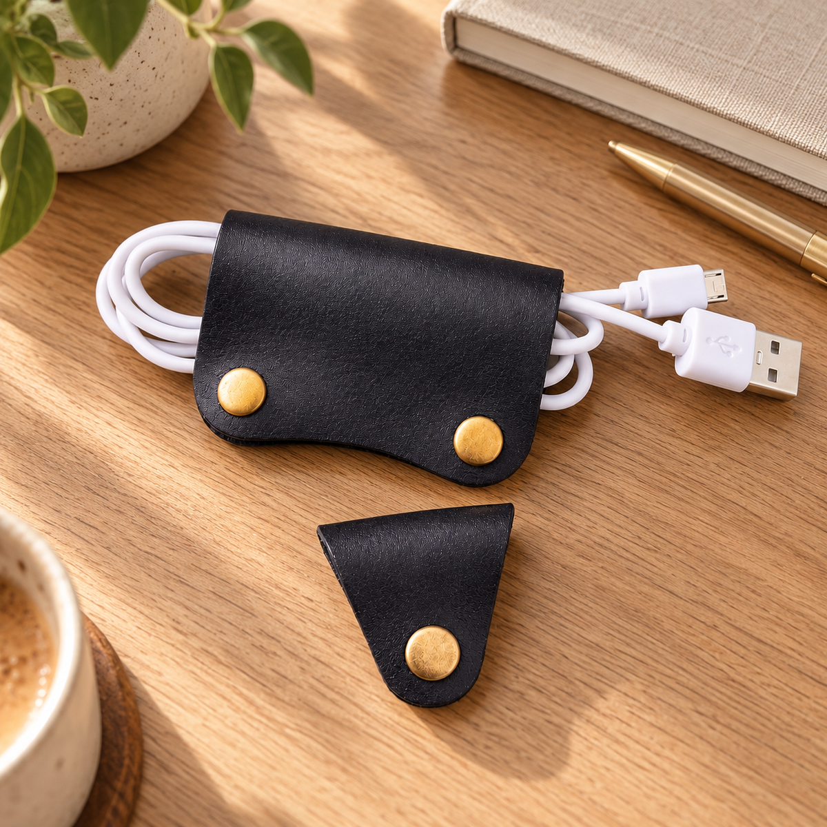 Personalised Leather Cable Tidy Set – Large & Small Christmas Gift
