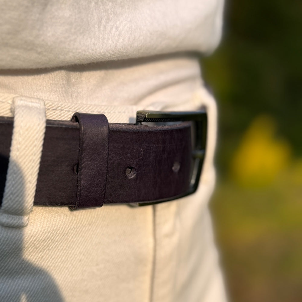 Navy Leather Belt