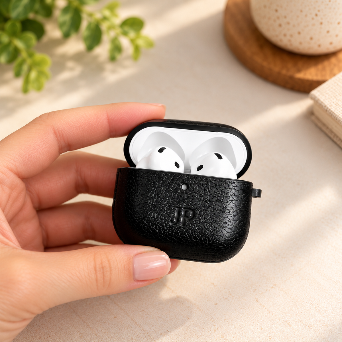 Personalised Vegan Leather AirPods 4 Case | Azzo Handmade