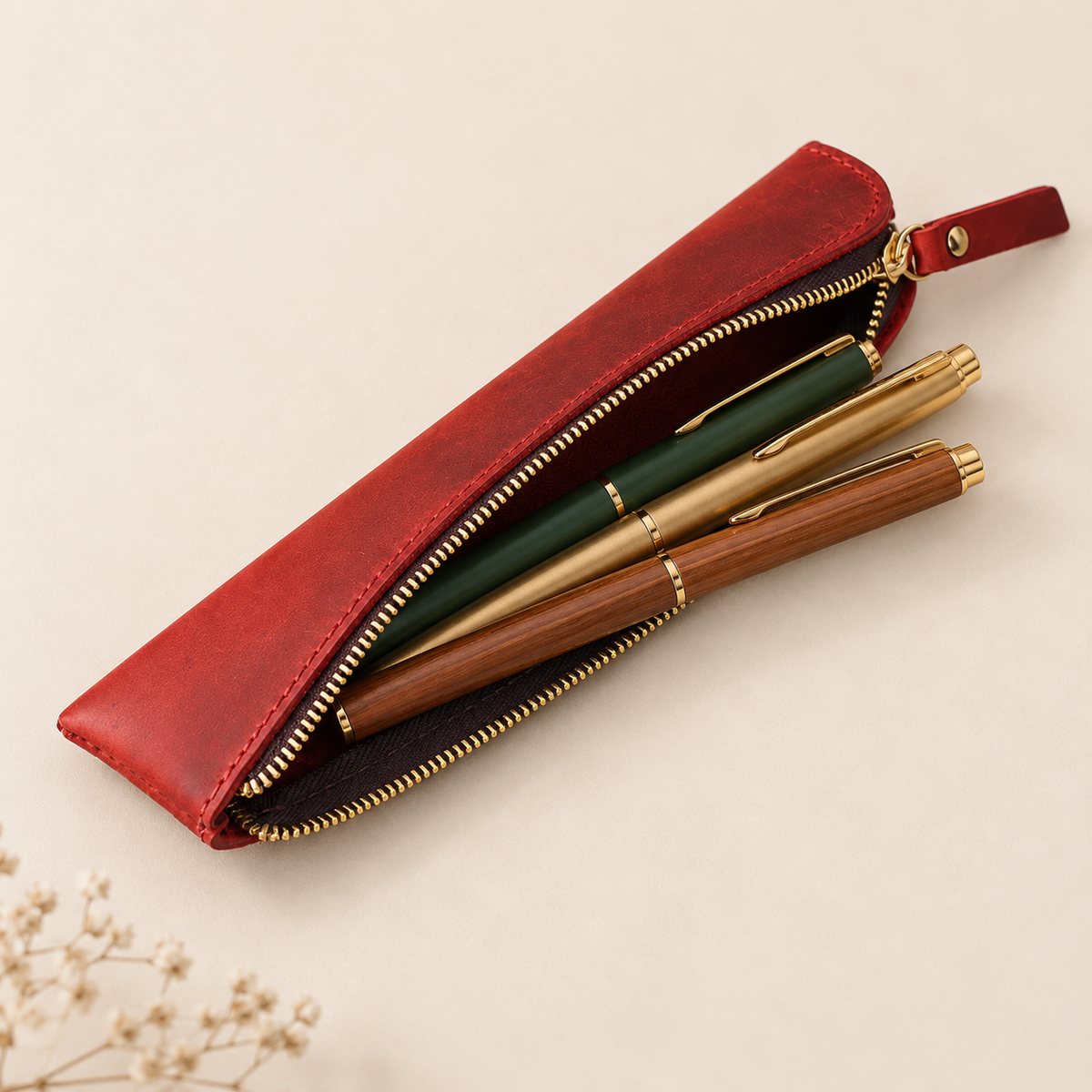 Personalised Leather Pencil Case – Handmade Leather Pen Pouch