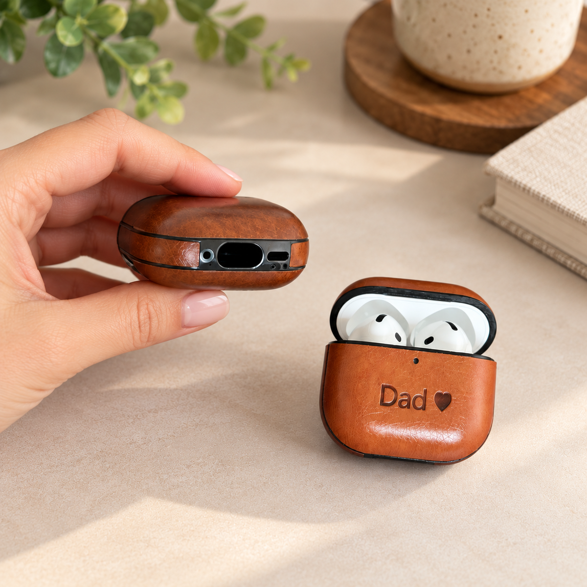 Personalised Vegan Leather AirPods 4 Case | Azzo Handmade
