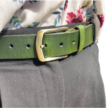 Women Green Leather Belt