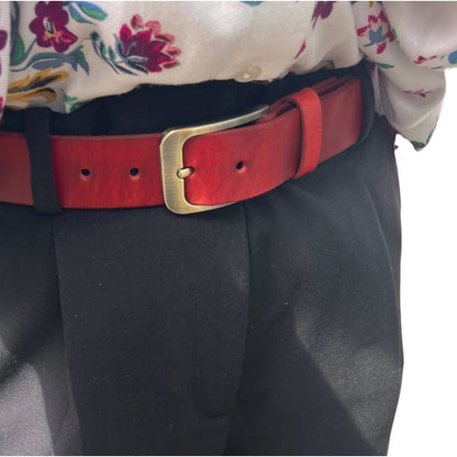 Personalised Women Red Leather Belt