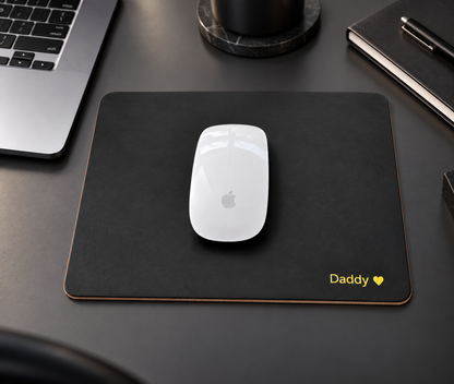 Personalised Leather Mouse Mat – 18 × 22 cm