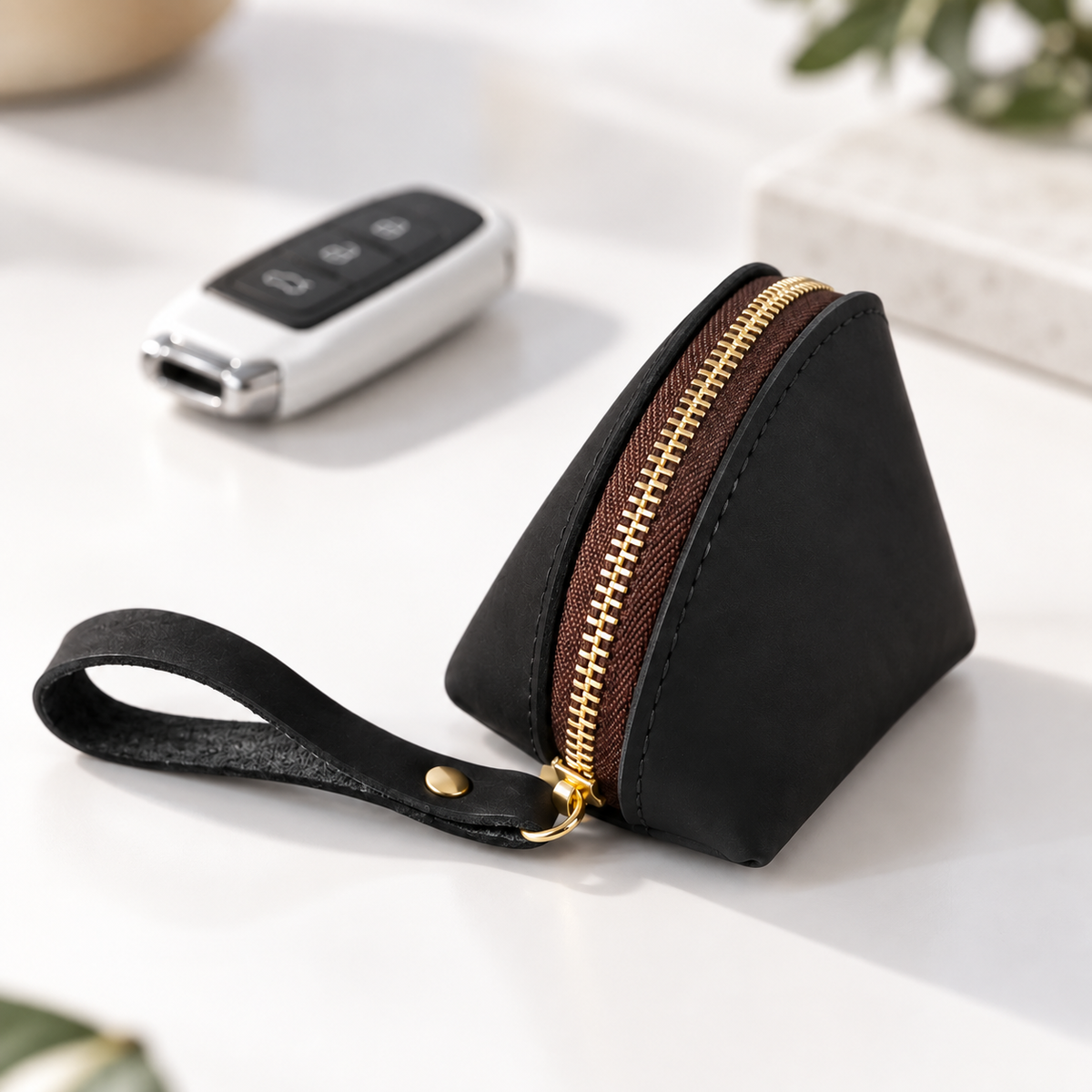 Personalised Crazy Horse Leather Coin Pouch – Handmade Zipper Wallet for Everyday Use