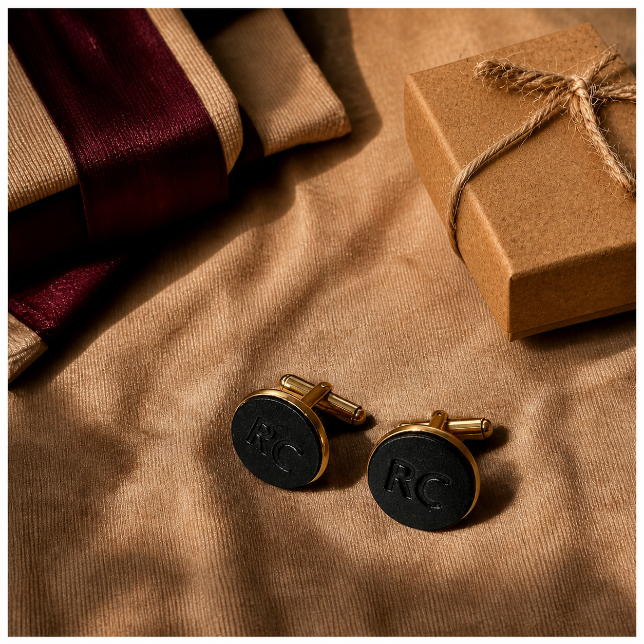 Personalised Leather Cufflinks | Custom Initial Cufflinks |  Handmade in the UK | Gift for Him