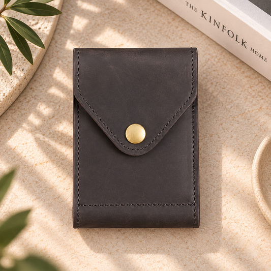 Personalised Crazy Horse Leather Wallet | Slim Card Holder
