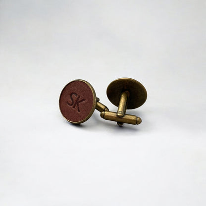 personalised brown leather cufflink