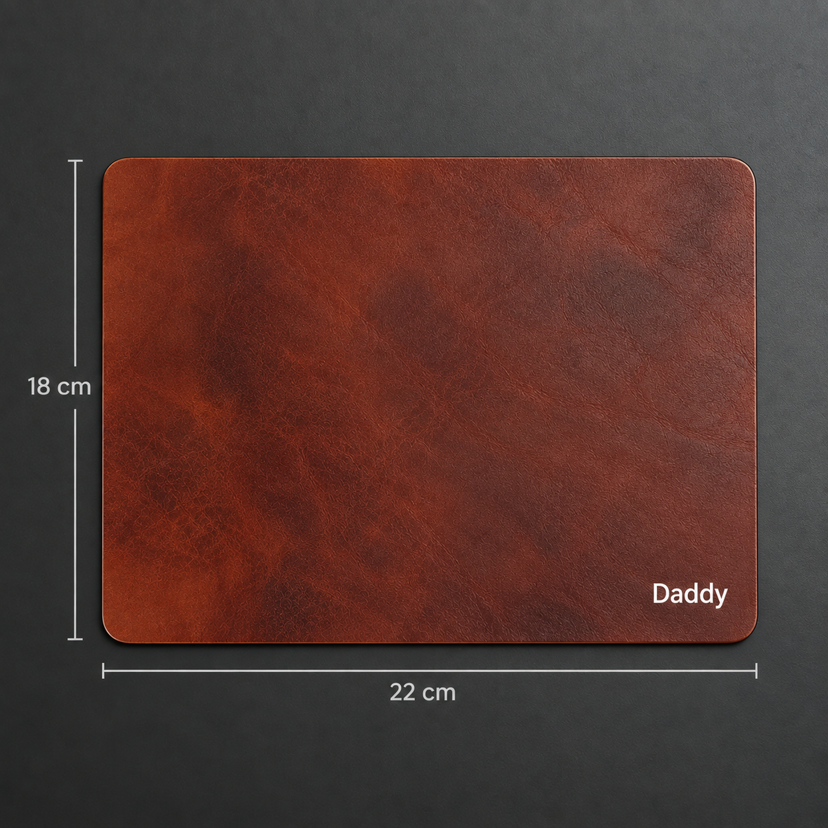 Personalised Leather Mouse Mat – 18 × 22 cm