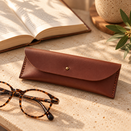 Hand Stitched Personalised Leather Reading Glasses Case – Gift for Mom