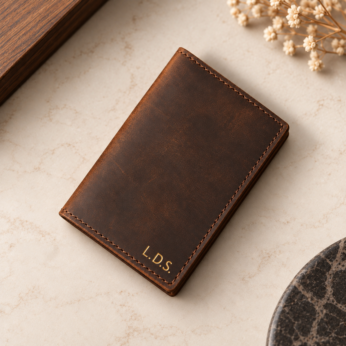 Personalised Full Grain Crazy Horse Leather Card Holder Wallet