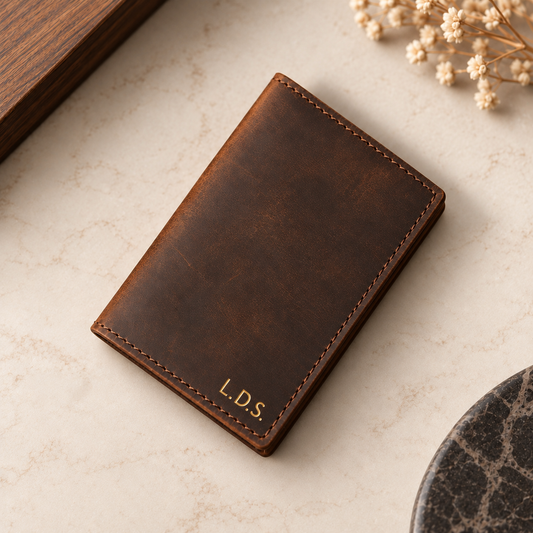 Personalised Full Grain Crazy Horse Leather Card Holder Wallet