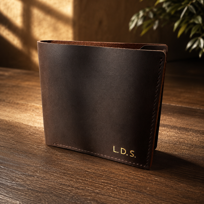 Personalised full grain leather wallet for men in Crazy Horse leather