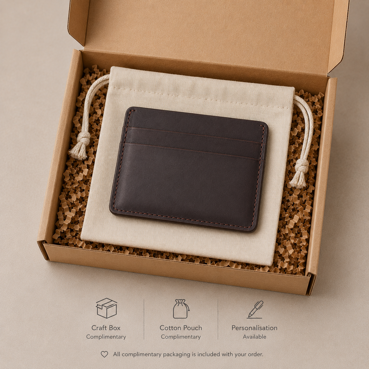 Personalised Slim Leather Card Holder – Father's Day Gift for Him & Her, Leather Anniversary