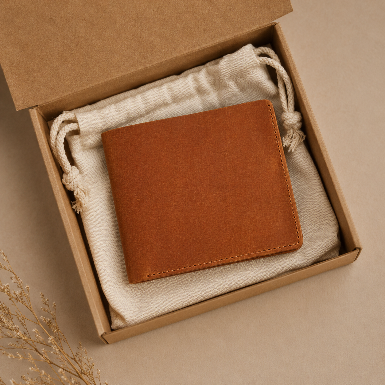 AZZO Handmade personalised leather wallet gift for him