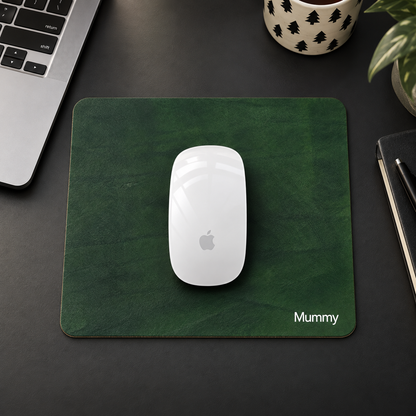 Personalised Leather Mouse Mat – 18 × 22 cm
