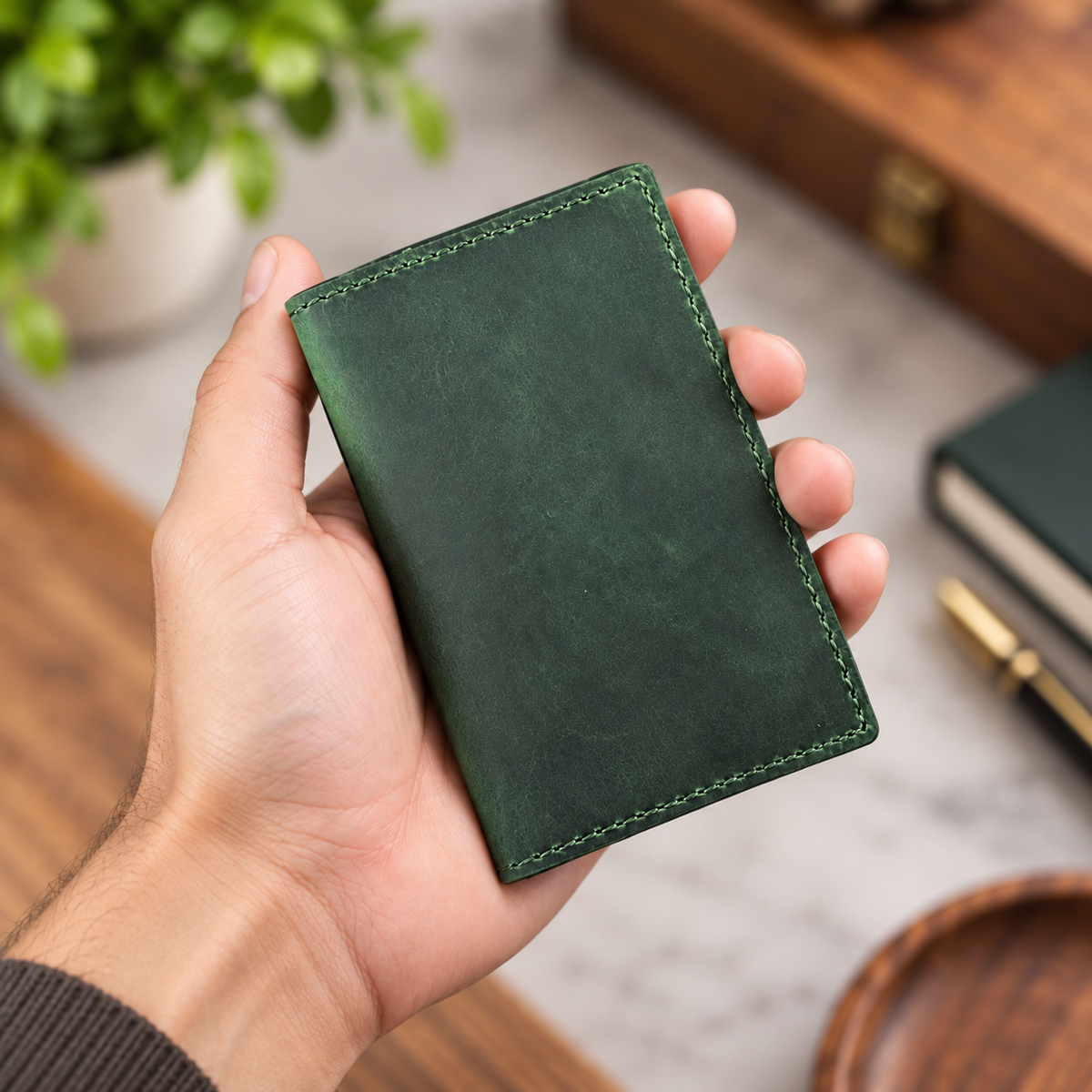 Personalised Full Grain Crazy Horse Leather Card Holder Wallet