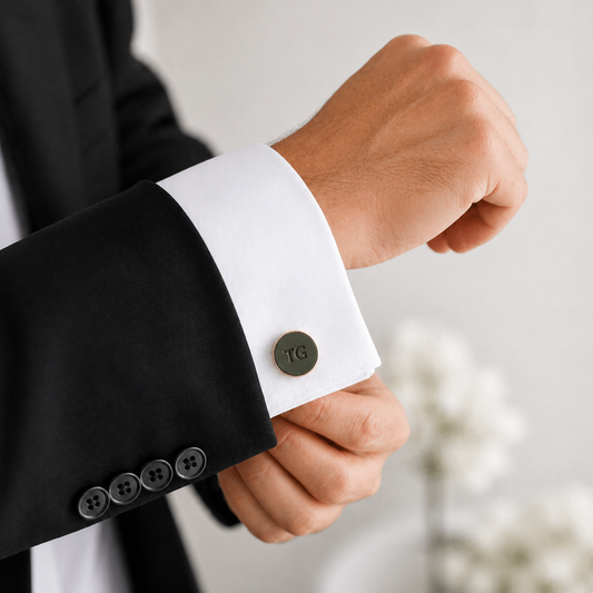 Personalised Leather Cufflinks | Custom Initial Cufflinks |  Handmade in the UK | Gift for Him