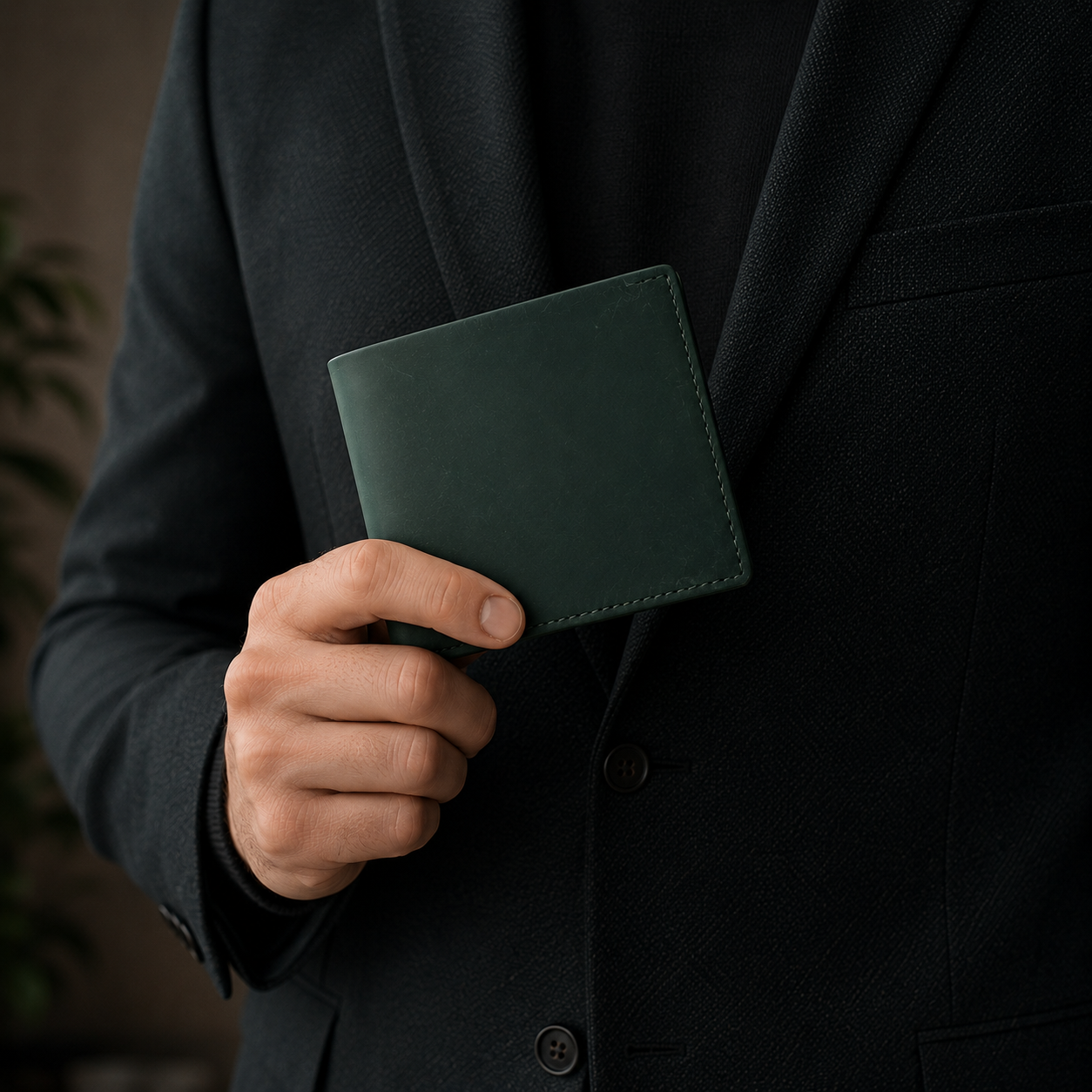Slim full grain leather bifold wallet for men
