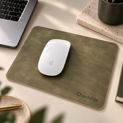 Personalised Leather Mouse Mat – 18 × 22 cm