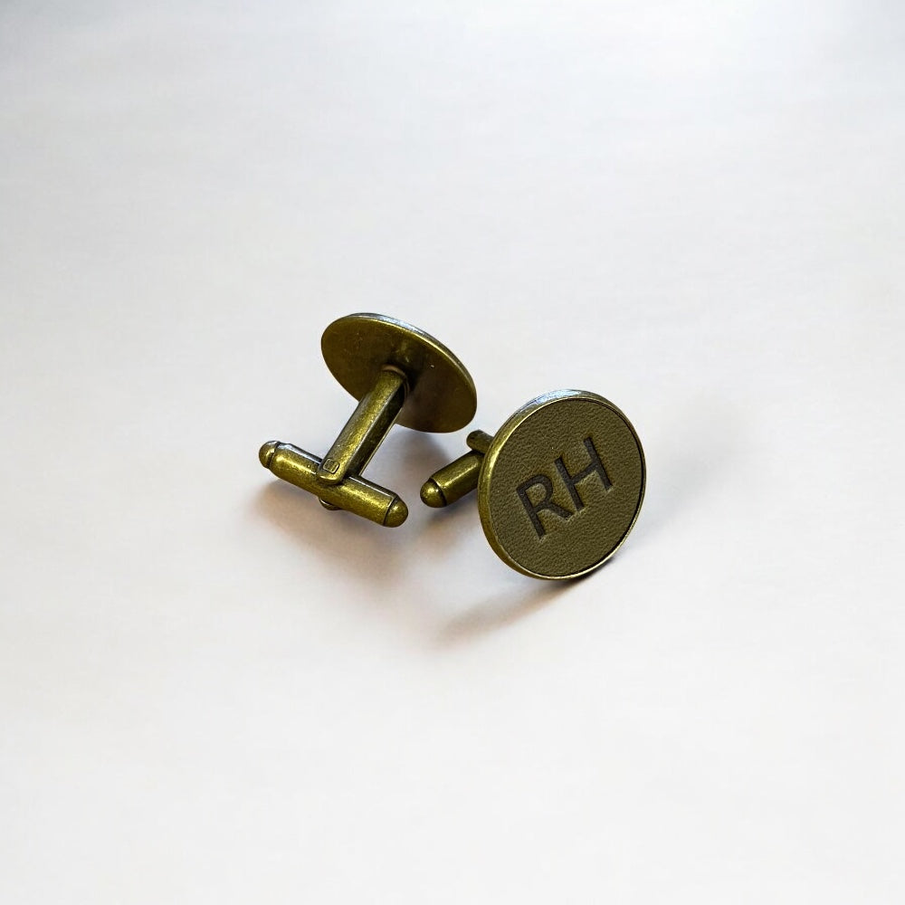 khaki personalised cufflink 