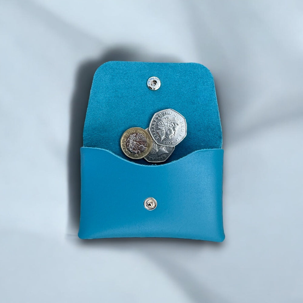 personalised leather card holder blue