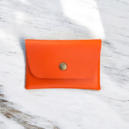 personalised leather mini purse orange