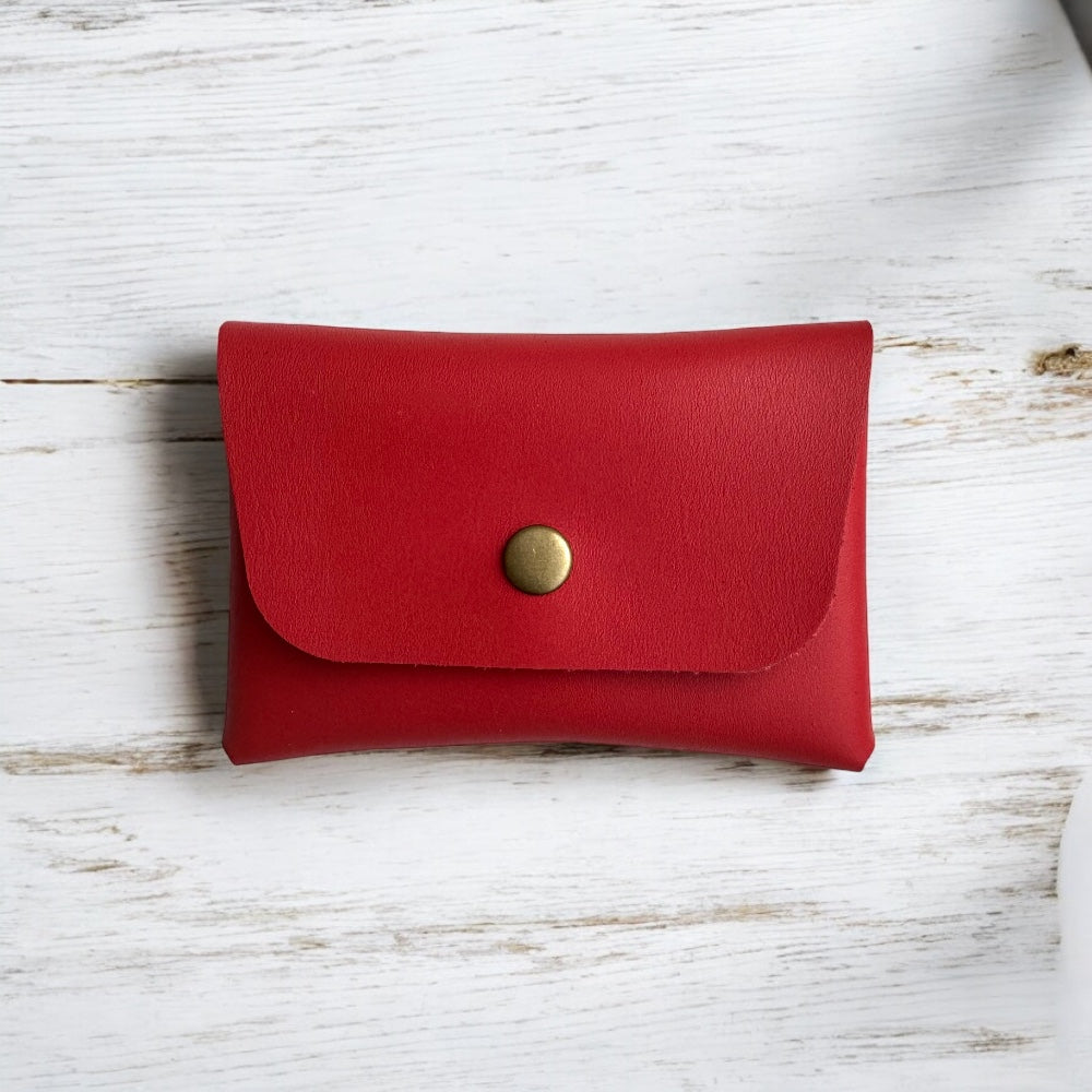 personalised leather mini purse red