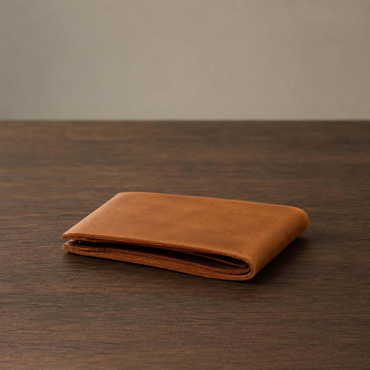 Slim full grain leather bifold wallet for men